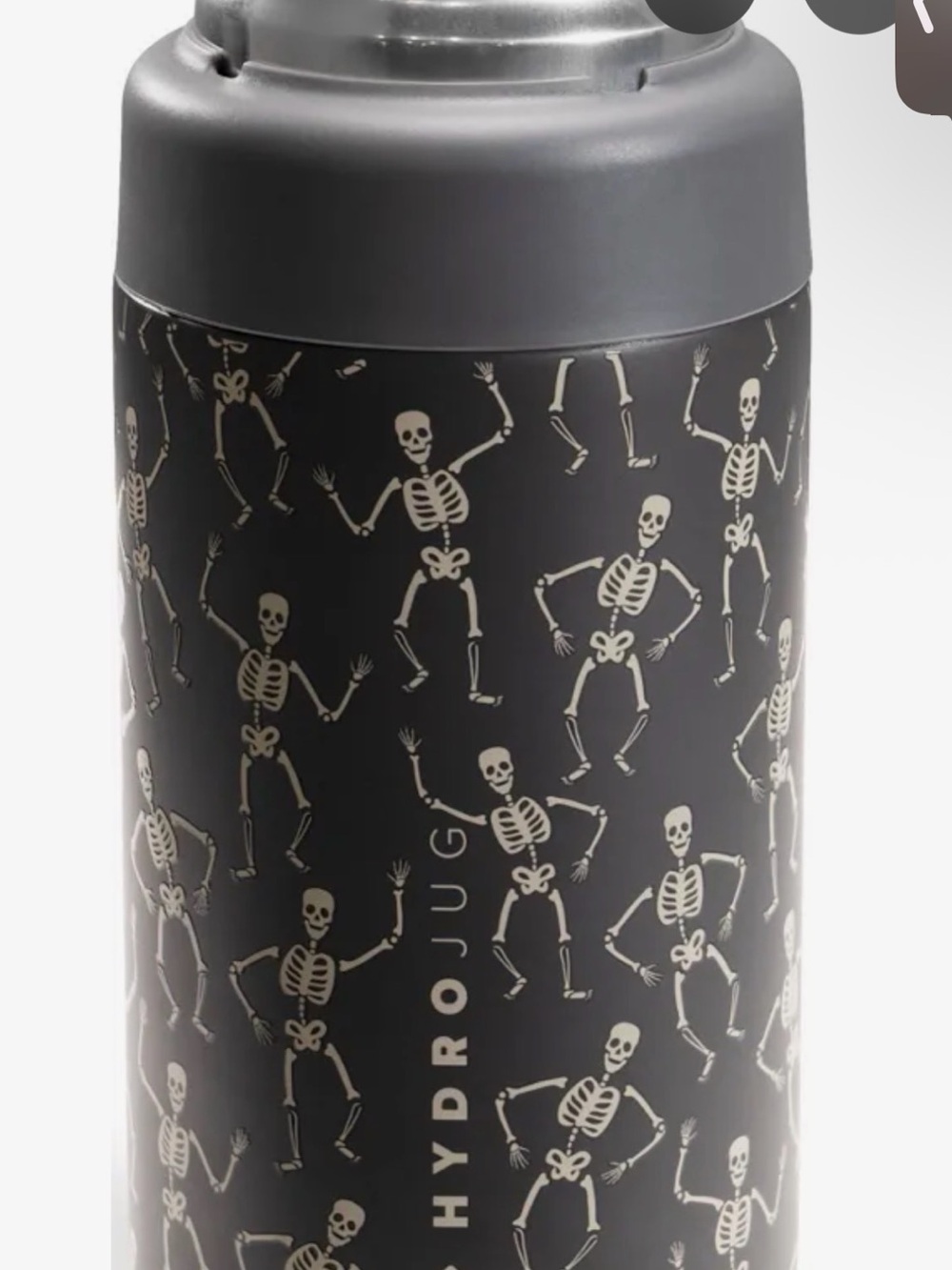 HydroJug Black Can Cooler with Cream Skeleton Pattern